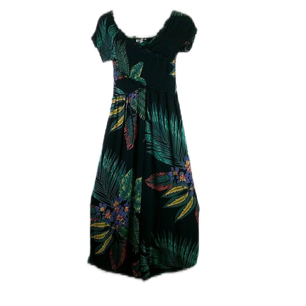 Patrons of Peace - Short Sleeve, Wide Leg, Tropical Print Cropped Romper - XS